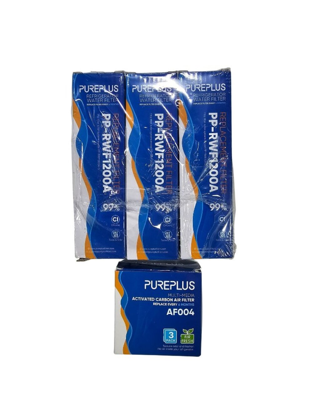 3pk Set of Pureplus Water Filter PP-RWF1200A & Activated Carbon Air Filter AF004